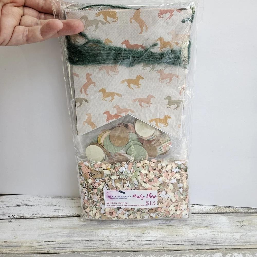 Horse Pattern Party Set with Green Details